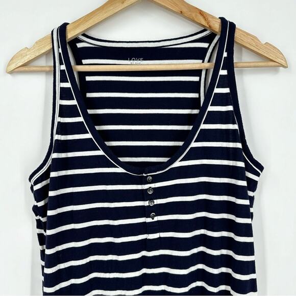 LOVE by Gap Sleep Romper Soft Stripe Blue White Pockets Shorts Size S - Picture 4 of 8